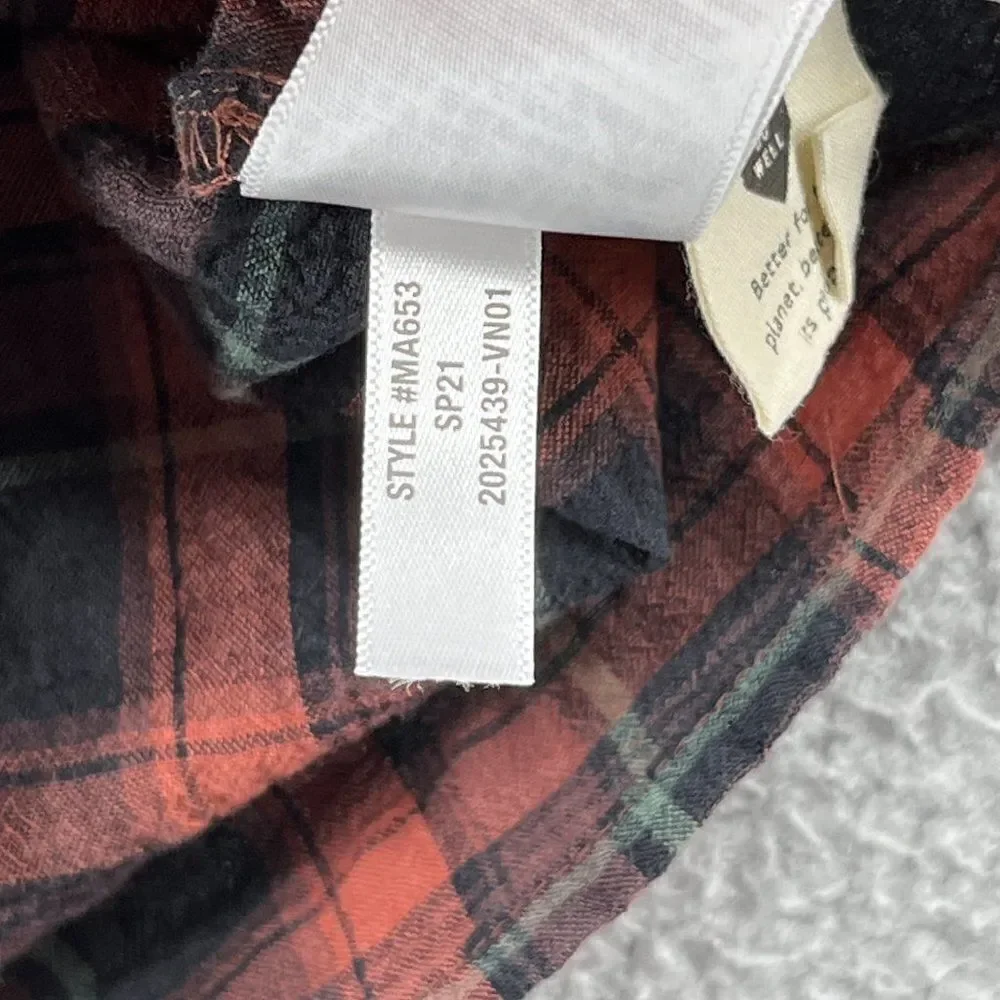 Madewell Gathered V-Neck Top in Plaid